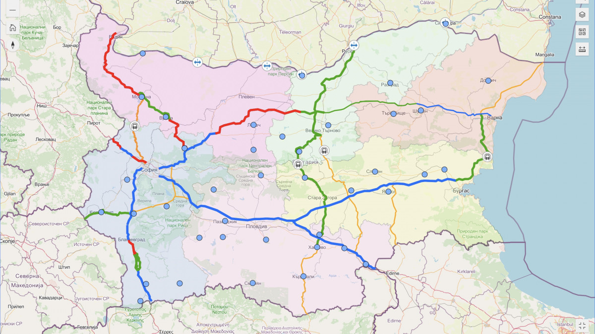 Интерактивна карта представя развитието на транспортната инфраструктура до 2040 г.