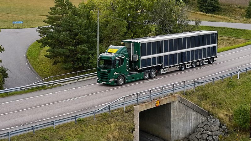 Scania тества електрически влекач, задвижван от слънчева енергия