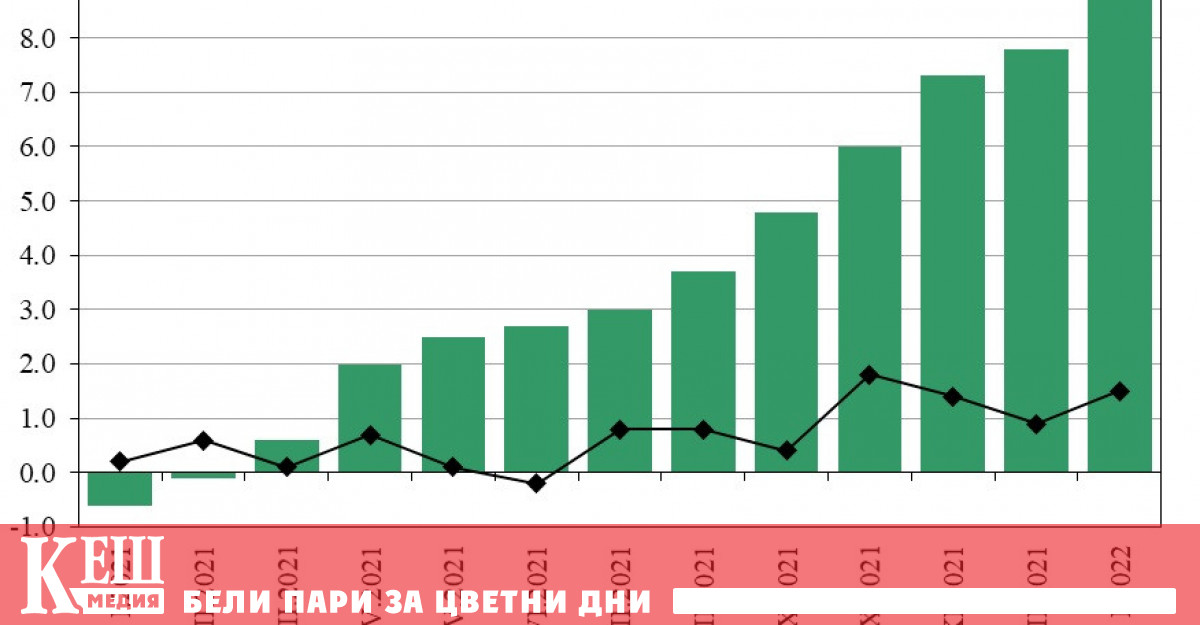 По предварителни данни на Националния статистически институт НСИ индексът на