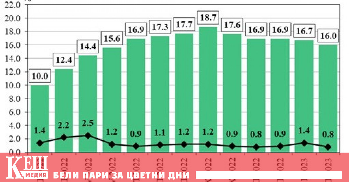 През февруари 2023 г спрямо предходния месец най голямо е