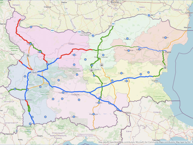 Интерактивна карта представя развитието на транспортната инфраструктура до 2040 г.