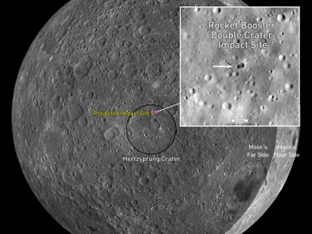 Разузнавателен кораб на НАСА откри на Луната двоен кратер от сблъсък с неизвестна ракета
