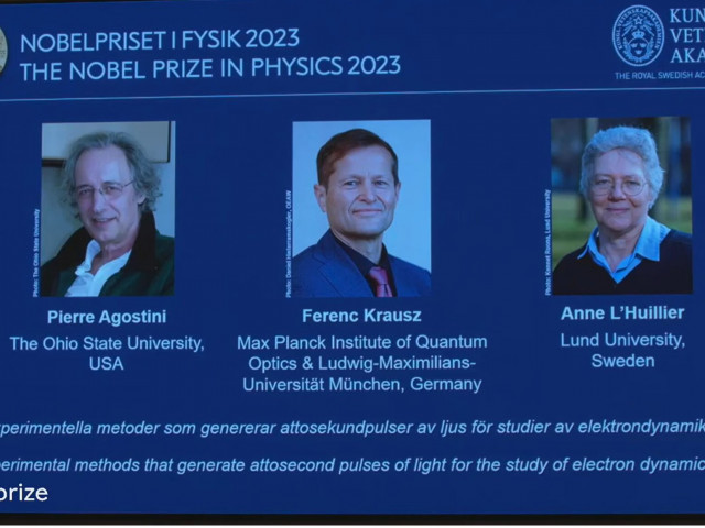Нобеловата награда по физика бе дадена за изследване на движението на електроните