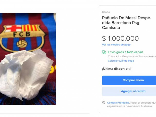 Салфетка със сълзите на Меси се продава на търг за $1 милион